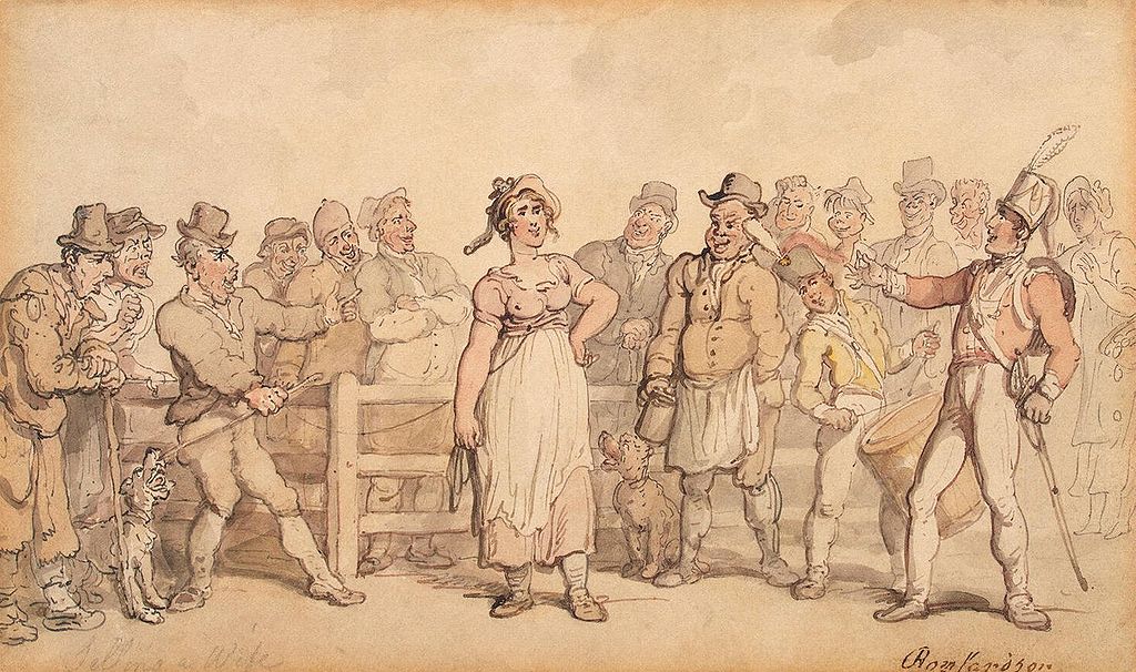 a wife -Rowlandson,_Thomas_-_Selling_a_Wife_-_1812-14